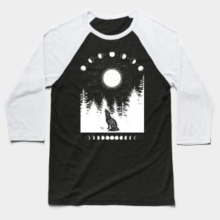 Celestial Howling Wolf Baseball T-Shirt